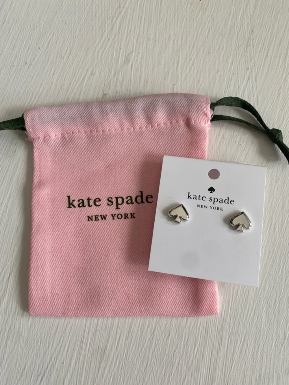 Kate Spade Silver Everyday Spade Stud Earrings with Dust Bag